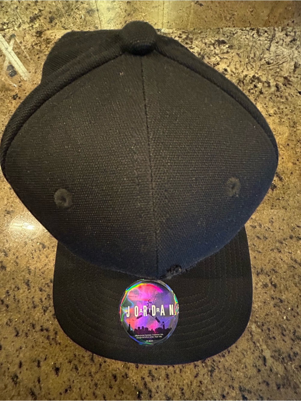 Nike Jordan Black Flat-Brim Snapback with Embroidered Jumpman